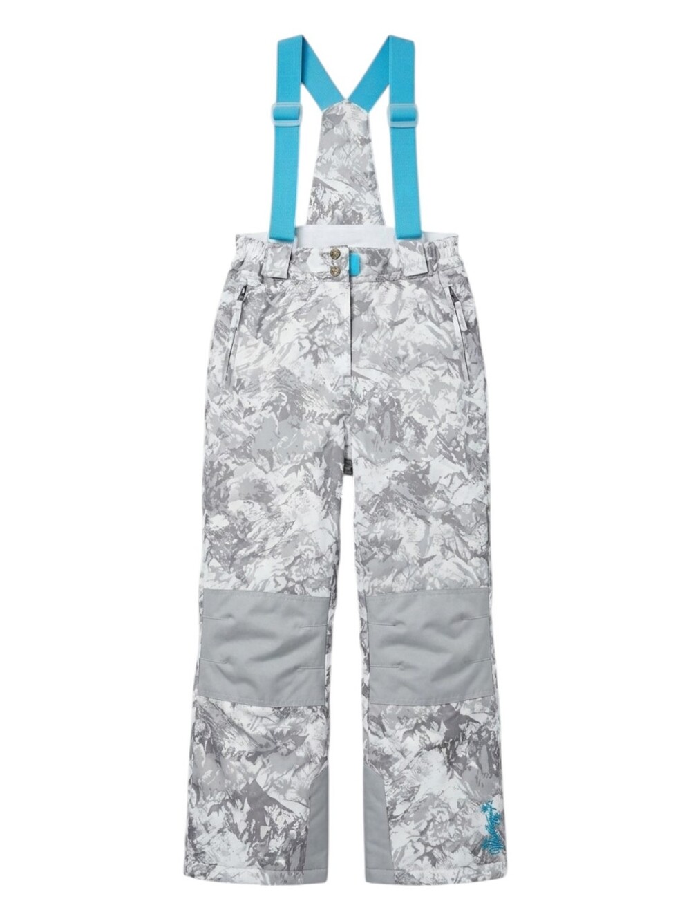 32 Degrees Kids Snow Pants Bib Gray White Blue Sledding Ski Girls Medium 10 12
